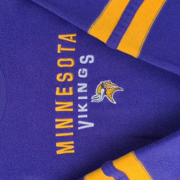 vintage Women's medium Minnesota Vikings fleece sweatshirt purple yellow stripes - Picture 6 of 11